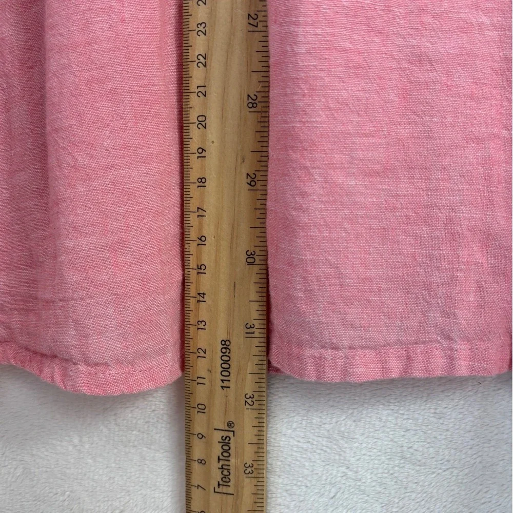 CATHERINES Linen Button Down Shirt Pink Long Sleeve Womens Pink‎ Cotton 3/4 3X